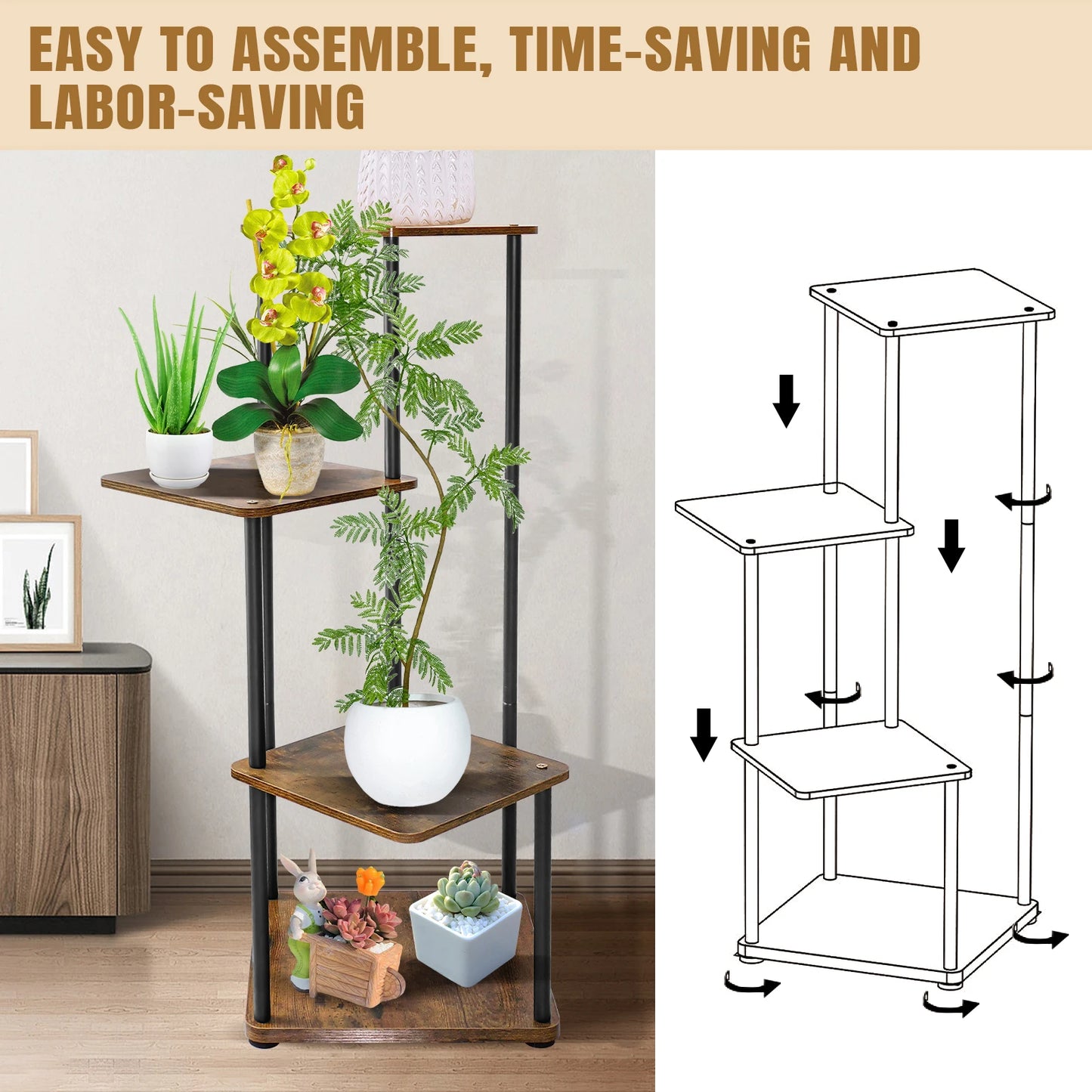 EFAN 4/5/6 Tier Plant Stand Indoor Metal Plant Shelf for Multiple Plants Small Corner Flower Stand for Patio Garden Balcony Home