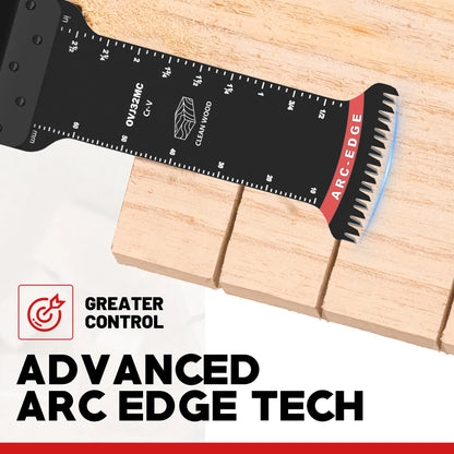 EZARC 5 Pack Japanese Tooth Oscillating Saw Blades, CRV Extra-Long Reach Arc Edge Multitool Blades Clean Cut For Wood & Plastic