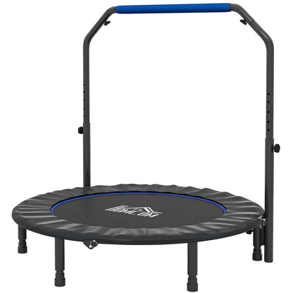 48" Foldable Mini Fitness Trampoline, with Adjustable Foam Handle, Blue / Pink / Orange