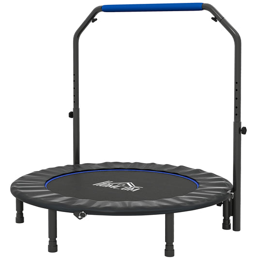 48" Foldable Mini Fitness Trampoline, with Adjustable Foam Handle, Blue / Pink / Orange