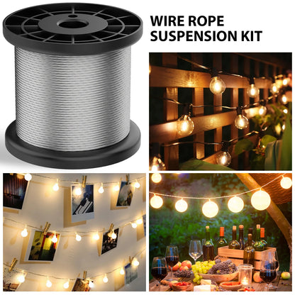Garden Wire For Climbing Plants, Heavy Duty 304 Stainless Steel Cable Rope Kit With M5 Turnbuckle Wire Tensioner