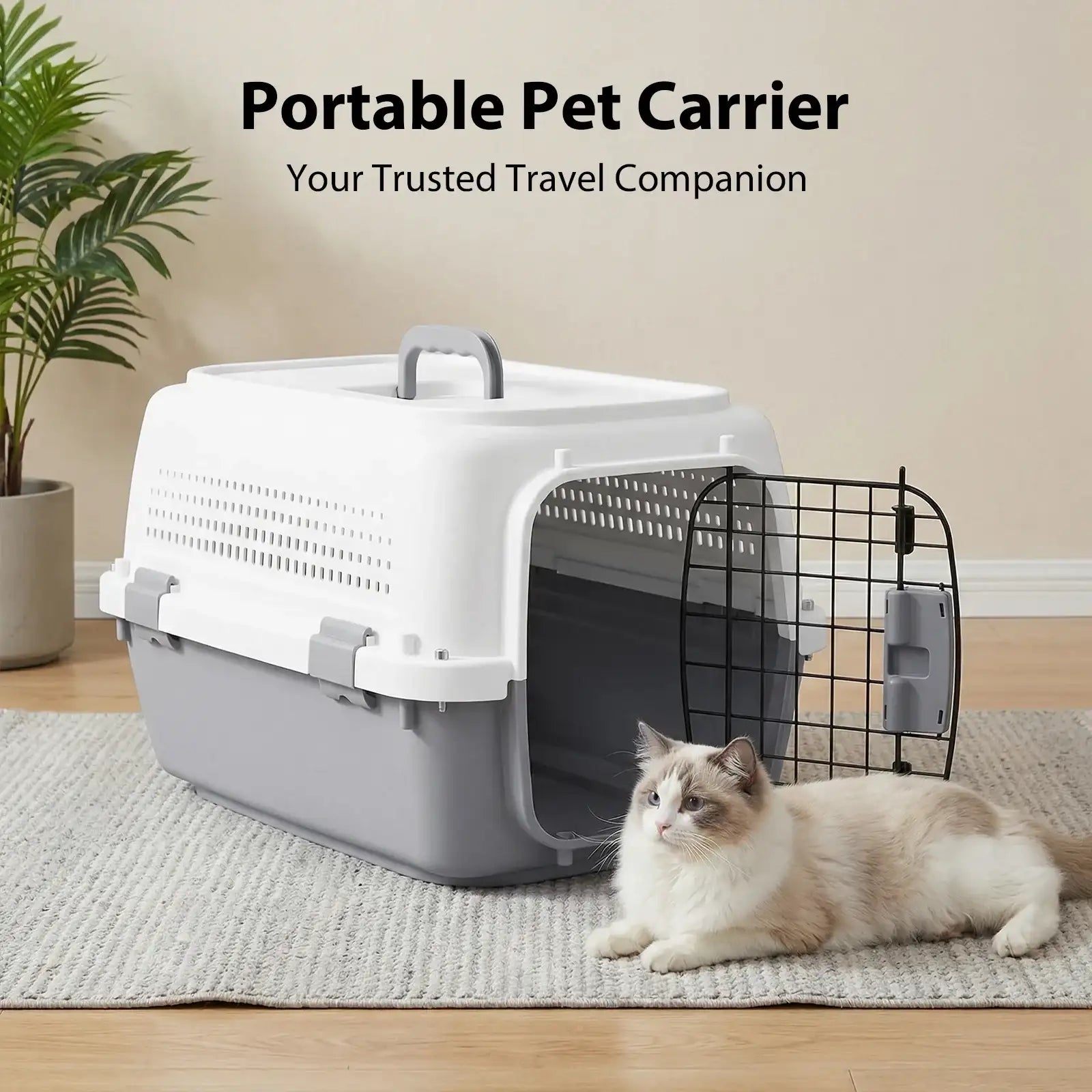 Small Cat Dog Pet Carrier, Travel Kennel, Crate Two-Door Top-Load Pet Dog And Cat Travel Box Carrier, 57 X 37 X 33cm