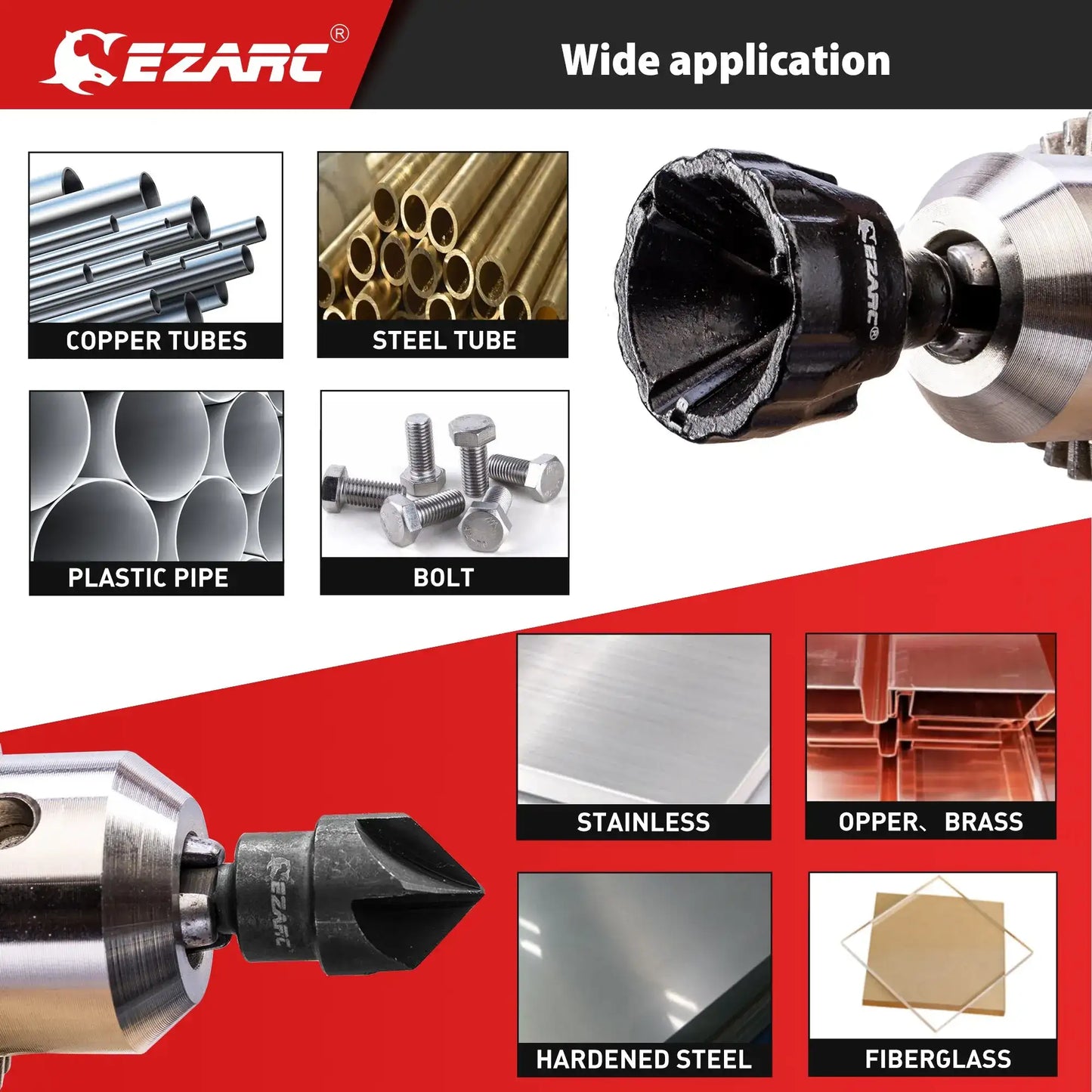 EZARC External Chamfer Deburring Chamfer Tool, Internal Countersink Drill Bit, Remove Burr Fits 3-19mm