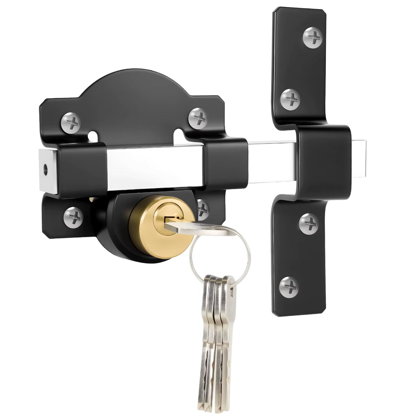 Heavy Duty Long Throw Gate Lock – 50mm Double Locking Stainless Steel Padlock for Garden Gates & Sheds, 5 Keys