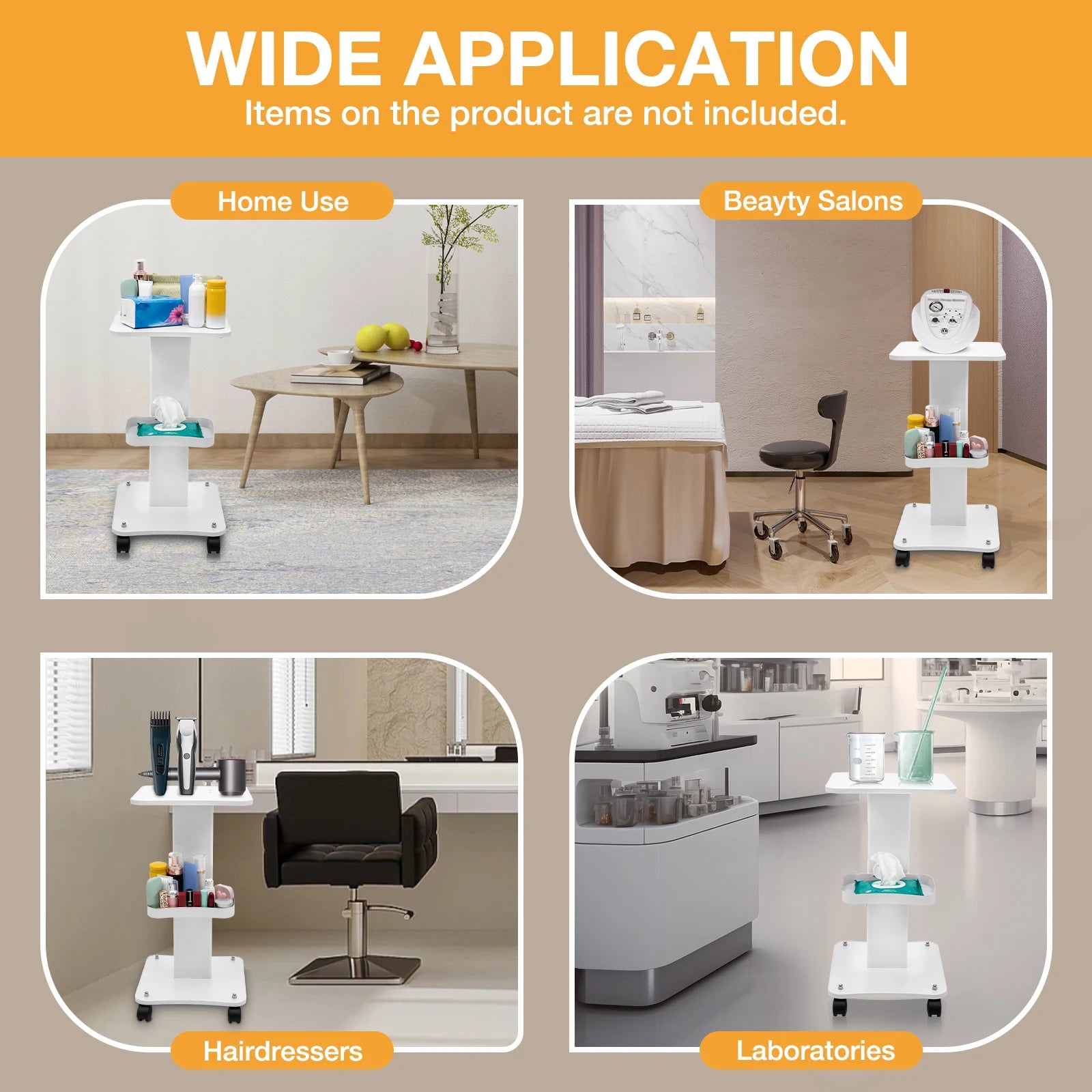 ABS Beauty Salon Trolley Simplicity Pedestal Rolling Cart Load 40Kg for Beauty Salons Hospitals Hairdressers Laboratories
