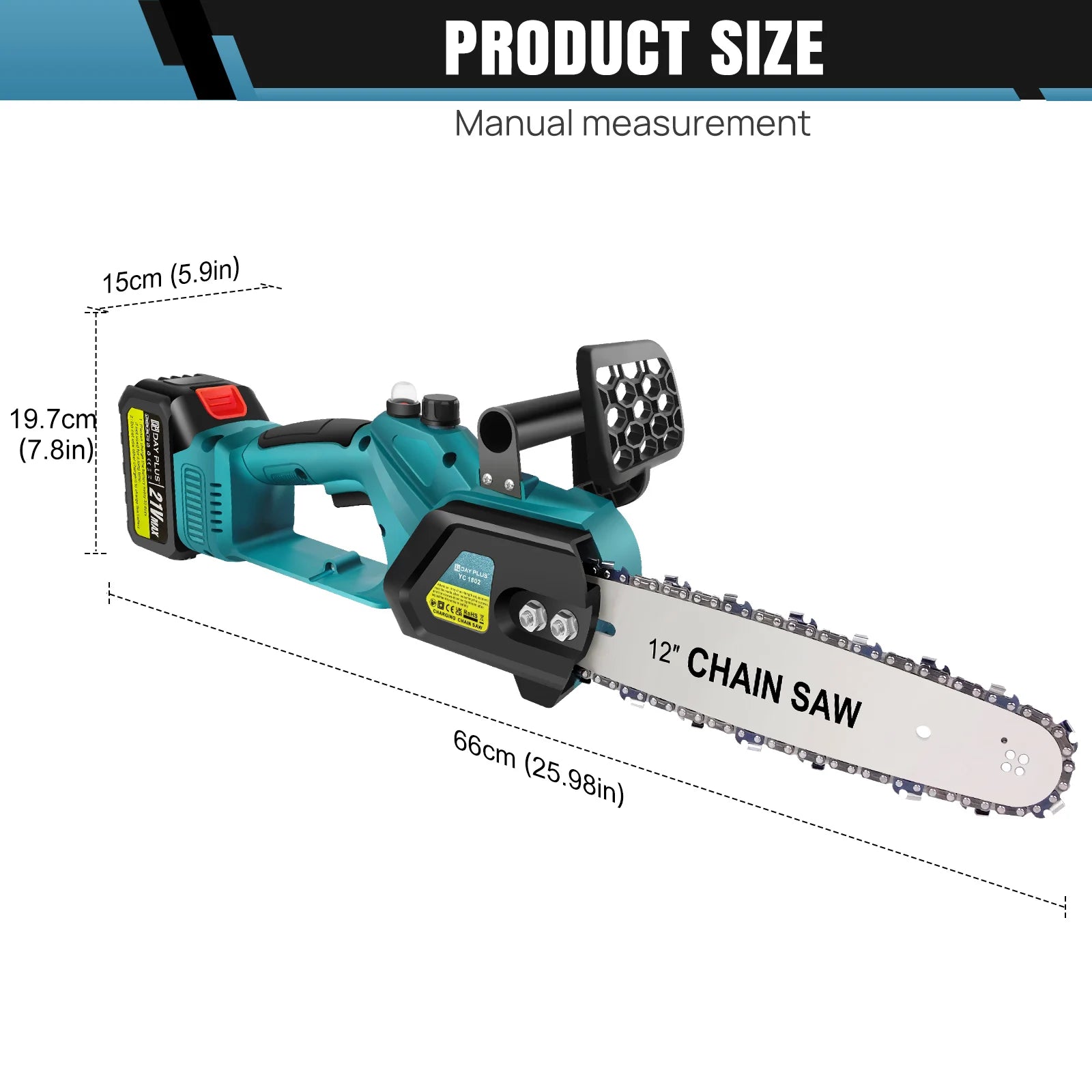12 Inch Cordless Chainsaw, Electric Power Chain Saw with Battery & Chain with Safety Lock for Tree Trimming, Garden,Wood Cutting