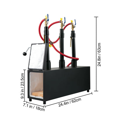 DE Gas Propane Forge round Square Blacksmith Melting Furnace 1/2/3 Burner for Knife & Metal Tool Making Gas Forge Kit