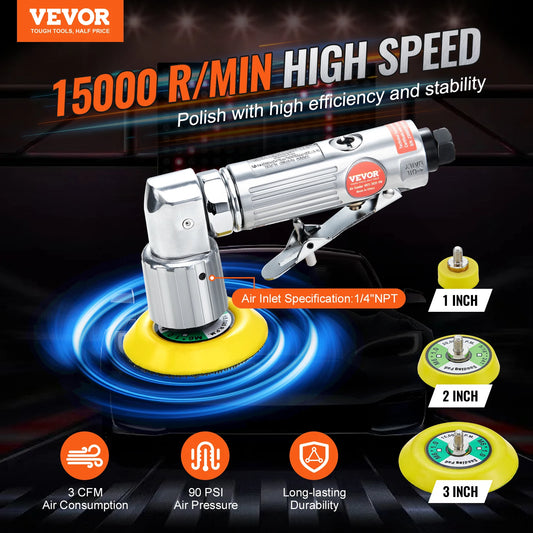 Mini Air Sander Orbital Pneumatic 1"/2"/3" Grinding Machine Set for Car Polishing High Speed Air Powered Polisher Air Tool