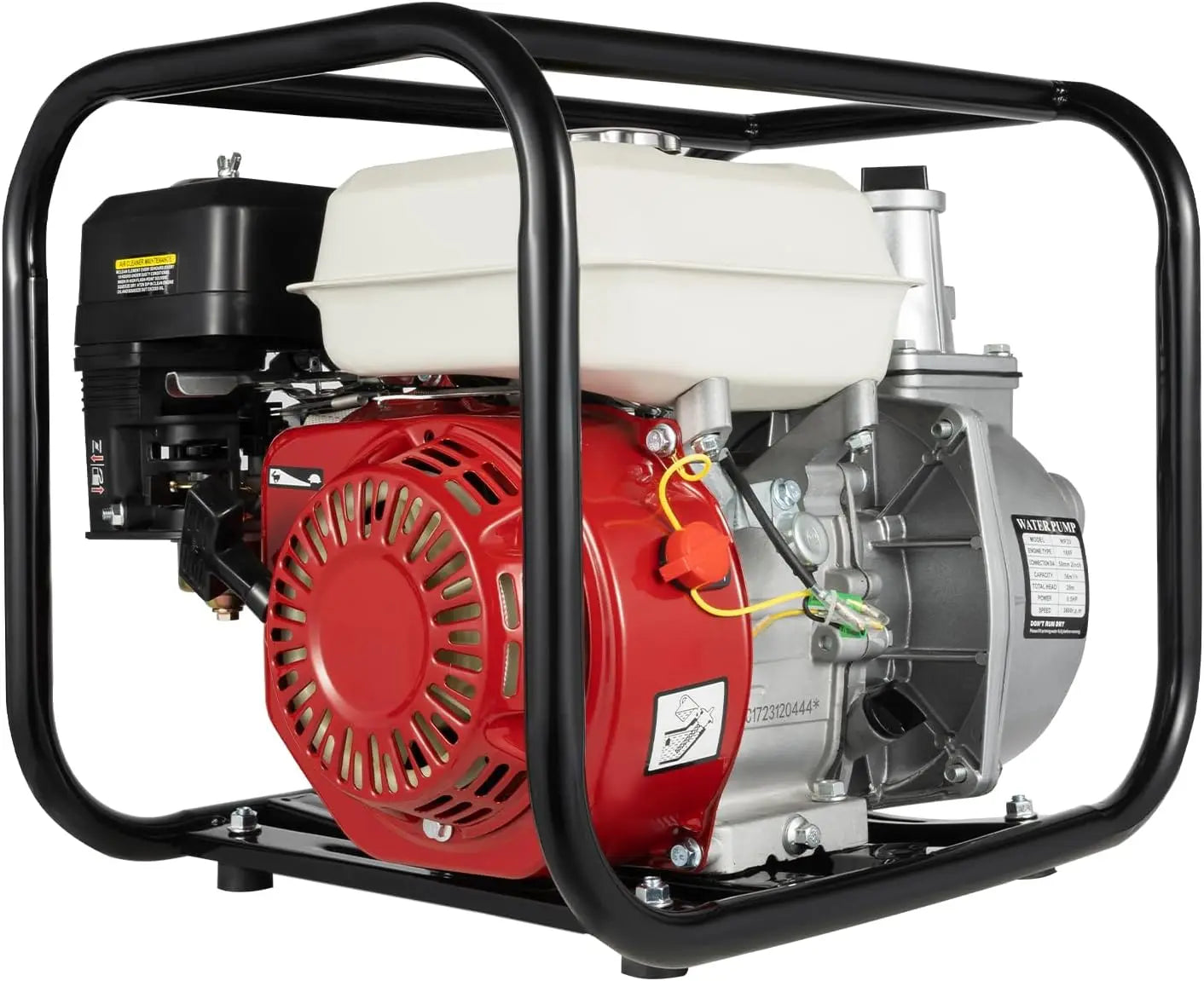 6.5HP 2-Inch 4-Stroke Water Pump - 36M³/H High Flow & 92Ft Lift, Efficient, Air-Cooled & Self-Priming 23Ft, Aluminium & Iron Build