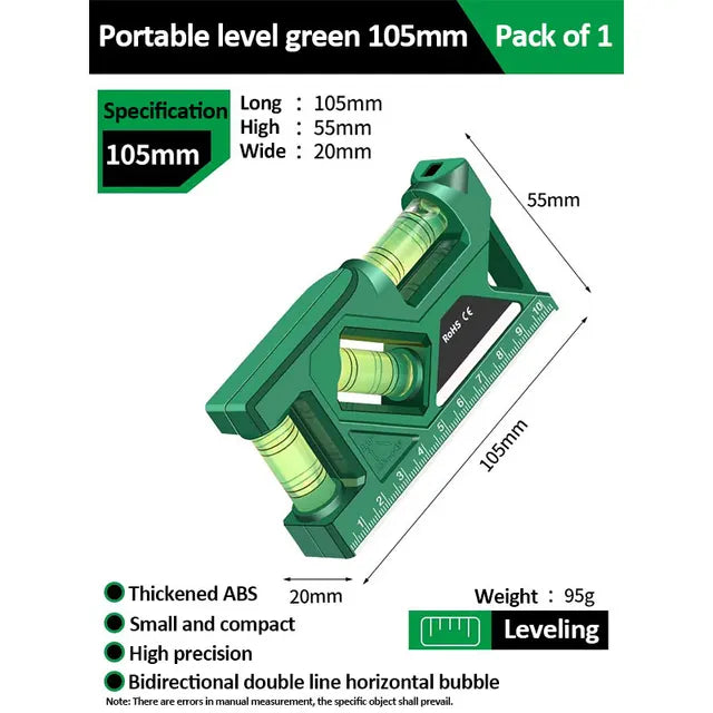 Portable Magnetic Pocket Spirit Level Mini Protractor With Metric Ruler Woodworking Level, Horizontal And Vertical Measure