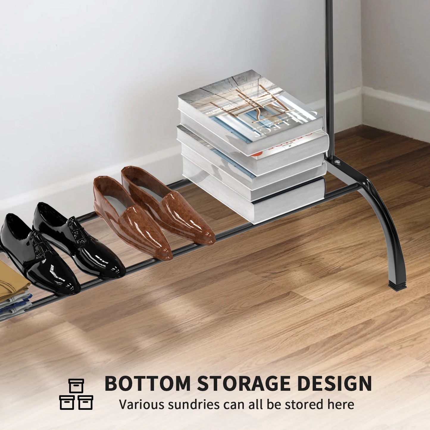 2-In-1 Clothes Drying Rail Rack Folding Clothes Airer Dryer Organiser For Laundry, Space Saving Non-Slip Feet For Hangers In / Outdoor