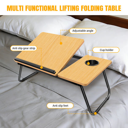 Foldable Laptop Bed Table Desk Notebook Stand With Cup Slot Reading Holder With Adjustable Height Angle Laptop Bed Tray