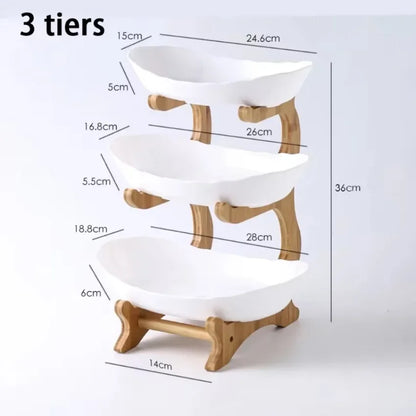 Fruit Storages Plate Wooden Multi-Layer Dining Plate for Household Tabletop Snacks Candies Cake Storage Rack Large Capacity Food