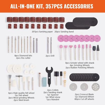 Rotary Tool Accessories Kit Diameter Shank Power Set For Carving Sanding Cutting Cleaning Grinding