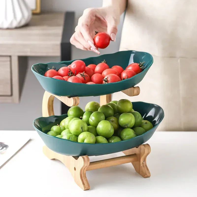 Fruit Storages Plate Wooden Multi-Layer Dining Plate for Household Tabletop Snacks Candies Cake Storage Rack Large Capacity Food