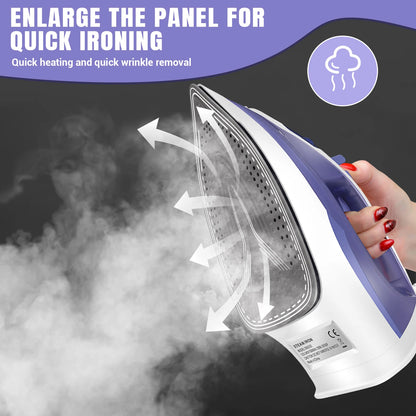 Dayplus Electric Iron Portable Steam Iron, 2400W Powerful Steam Function, Non-Stick Stainless Steel Soleplate,350Ml Water Tank