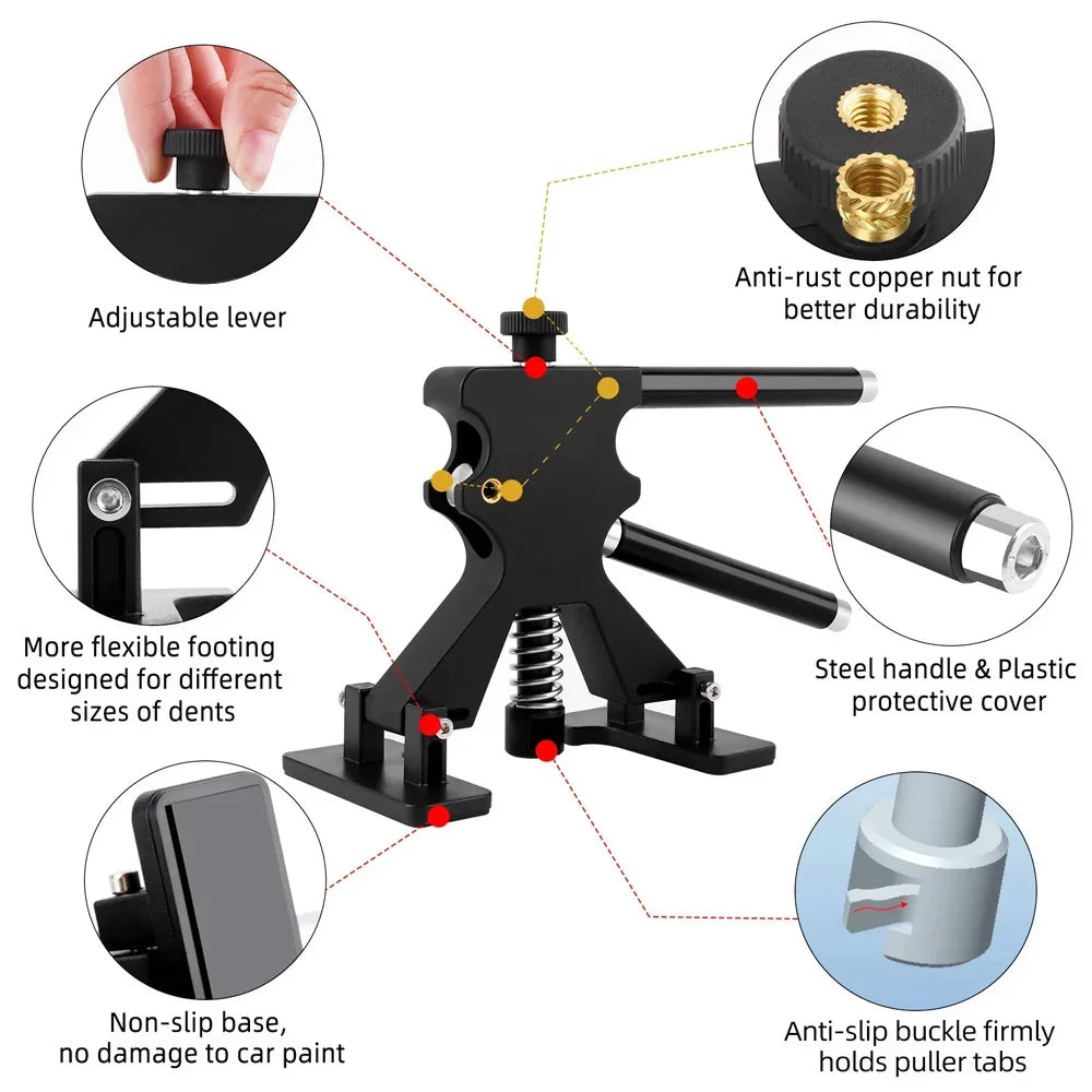 Super PDR Tool Kit, Professional Dent Puller Repair Kit,Complete Auto Body Hail With Glue Gun PDR Light