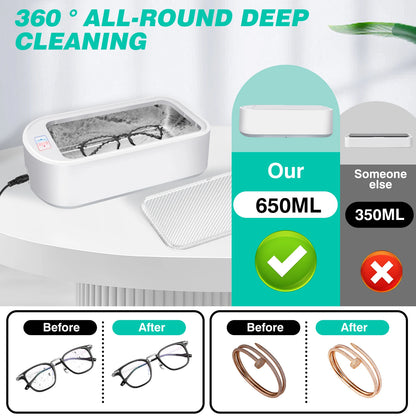 Professional Ultrasonic Cleaner Sonic Wave 650ml Tank Glasses Watch Jewellery Cleaning Machine Tool