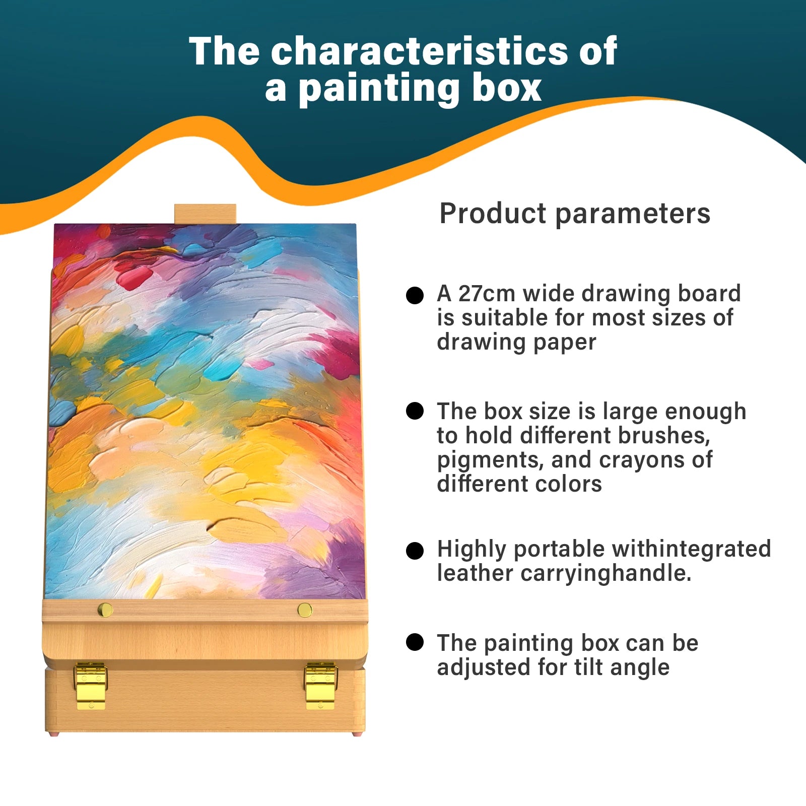 Wooden Table Easel Box with Drawer, Table Desk Top Easel, Adjustable Beechwood Storage Sketch Easels Box For Artist