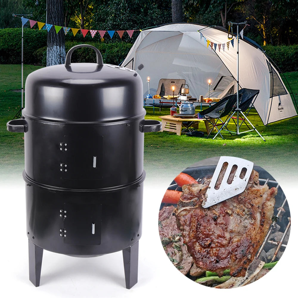 BBQ Smoker Oven Charcoal Smoker Smoker Cabinet Smoker Bin Thermometer for Outdoor Barbecue Meat Food