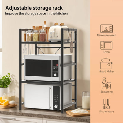 Expandable Microwave Oven Rack Shelf Stand Storage Holder Kitchen Corner Storage Organiser Desktop Printer Shelf 