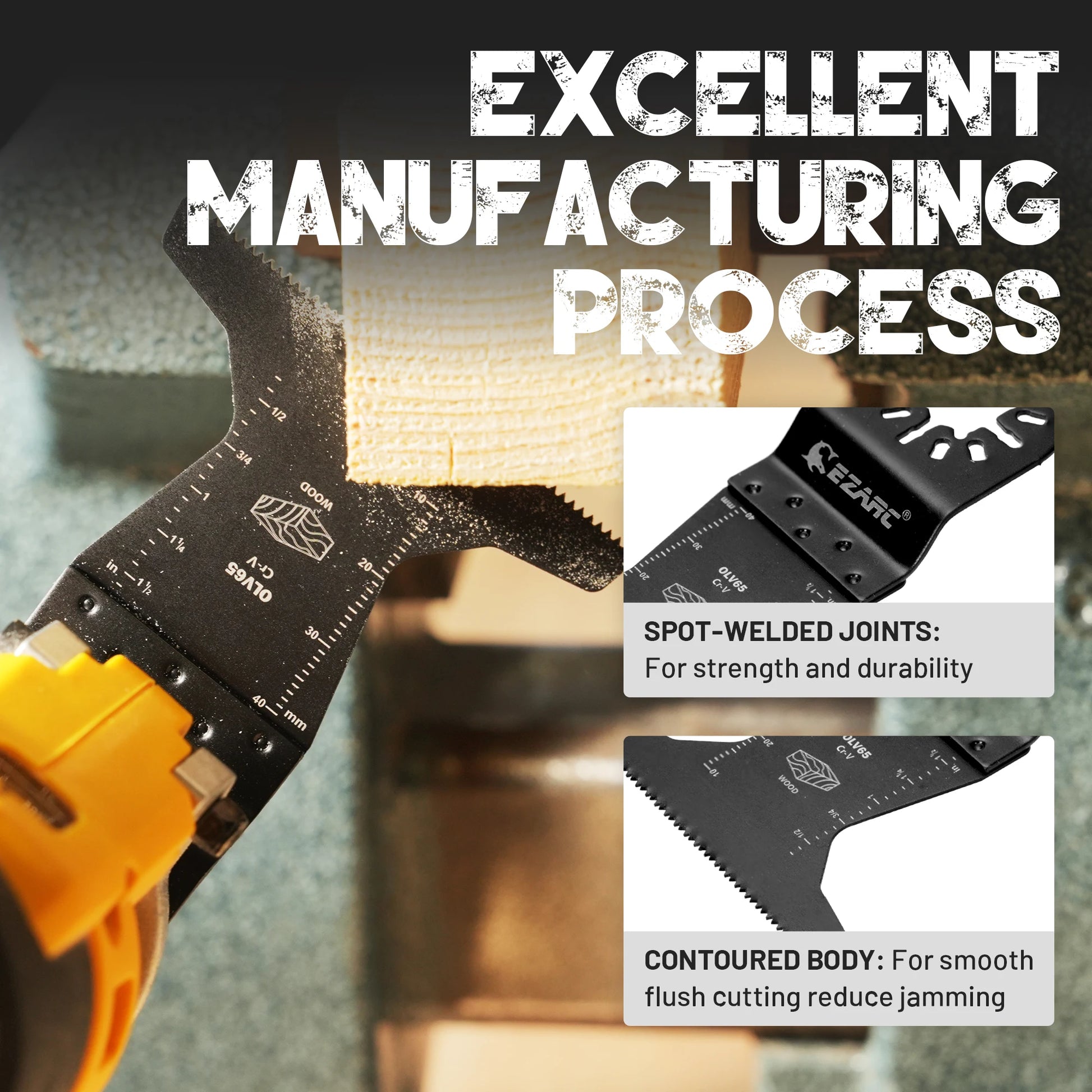 EZARC Oscillating Saw Blades, Cr-V Teeth Oscillating Multitool Blades, Precision Cutting Blades for General Cutting, Woodworking