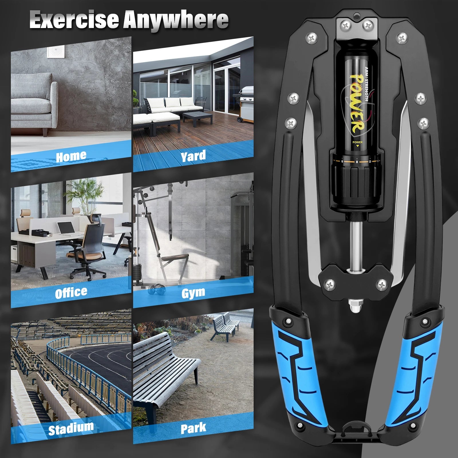 Power Twister, Adjustable Hydraulic Resistance Weight Training Spring Chest Exerciser Expander 10-200Kg, Fitness Arm Exercise Equipment