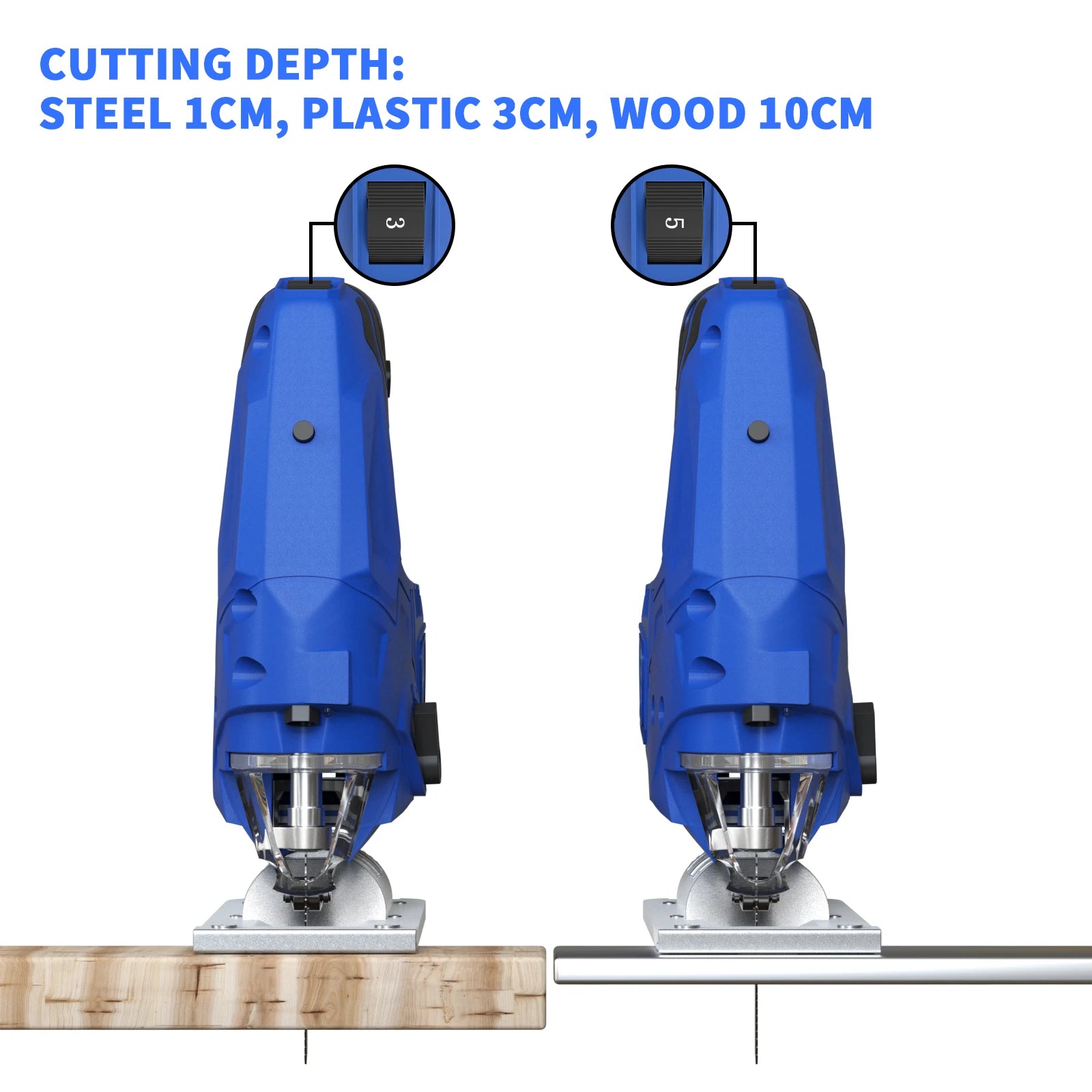 1500W Electric Jigsaw Jig Saw Tool Wood Saw, 6 Speeds Laser Guide Cutting Capacity 100mm Wood, 10mm Metal & 45° Angle
