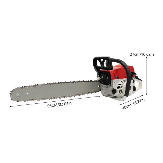 20 Inch 2-Stroke Petrol Gas Chainsaw Professional Power Chain Saw For Forest Cutting Wood Trees Log For Garden Farm Use 52cc