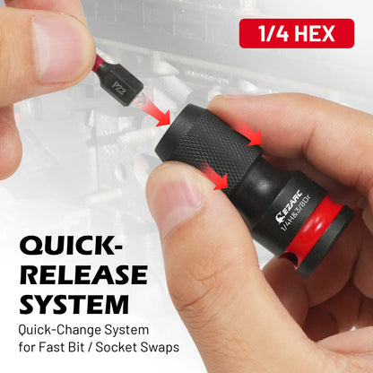 EZARC 4 Piece Impact To Hex Converter, Square Drive Sockets, Impact Wrench Driver Adapter For Ratchet Wrench Drivers
