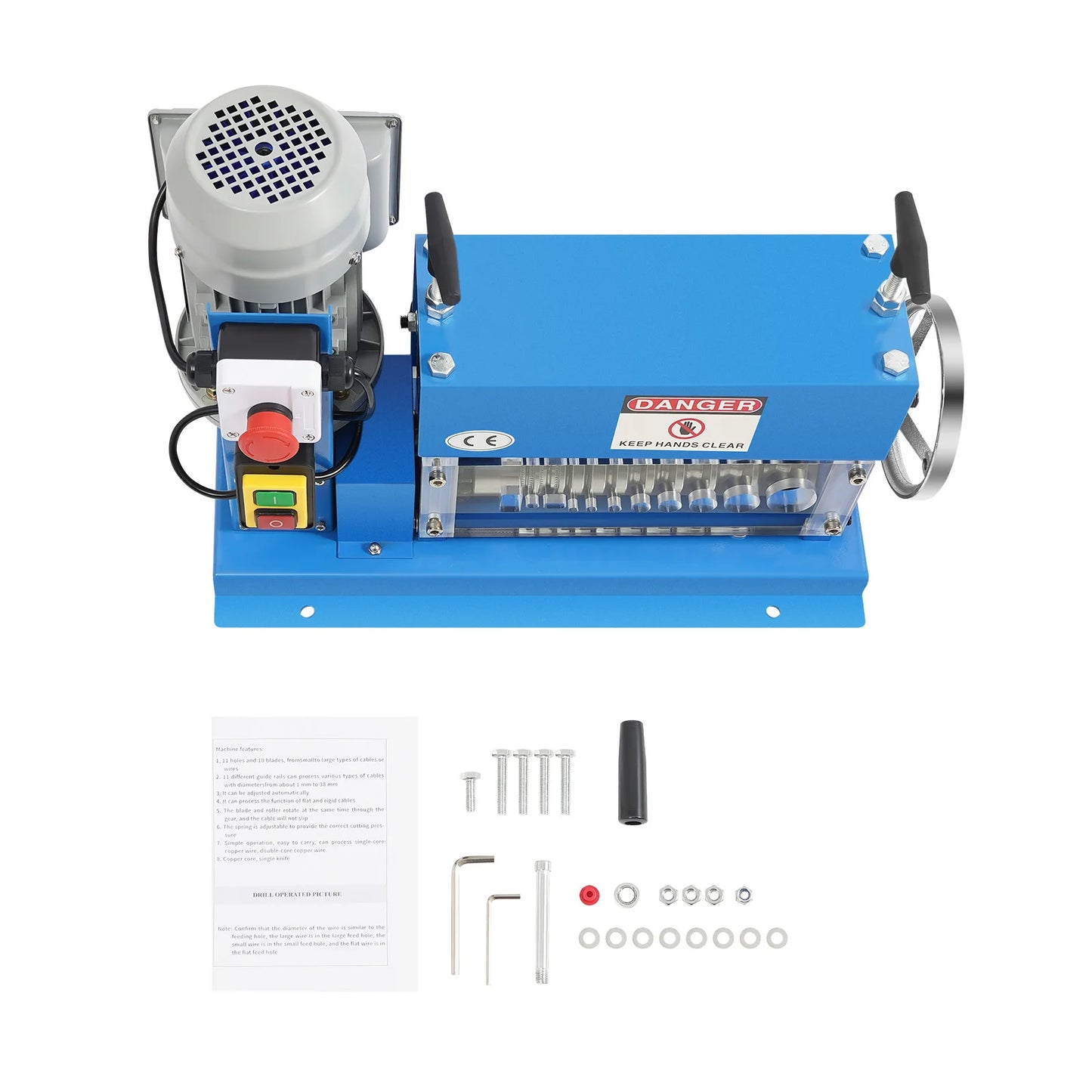 370W Automatic Industrial Wire Scrap Cable Stripping Stripper Machine For 1.5-38mm Diameter Cable Copper Recycling Processing Unit