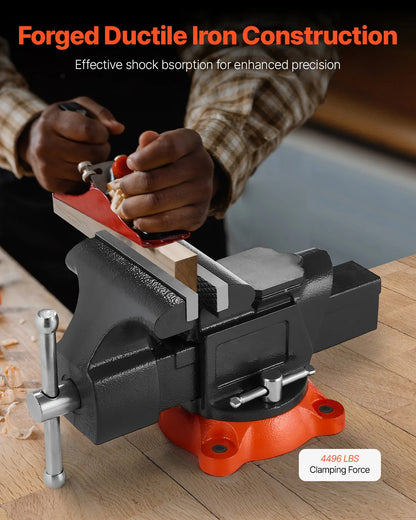 Succebuy Bench Vise 5"/5.5"/8" Jaw Width Multipurpose Vise with 360° Swivel Locking Base Vise with Anvil for Clamping round Pipe