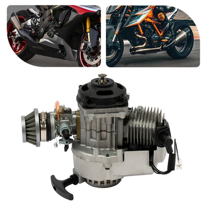 2-Stroke 49Cc Engine Motor Mini Bike Pocket Bike Engine 3HP 12500Rpm Air Cooled Pull Start for Mini Bike Pocket Bike Moped