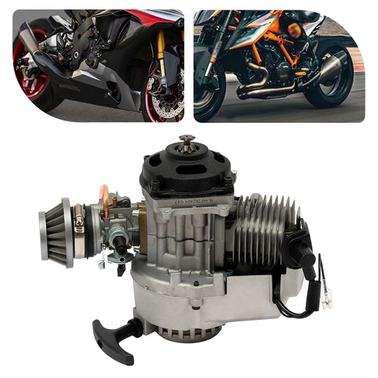2-Stroke 49Cc Engine Motor Mini Bike Pocket Bike Engine 3HP 12500Rpm Air Cooled Pull Start for Mini Bike Pocket Bike Moped