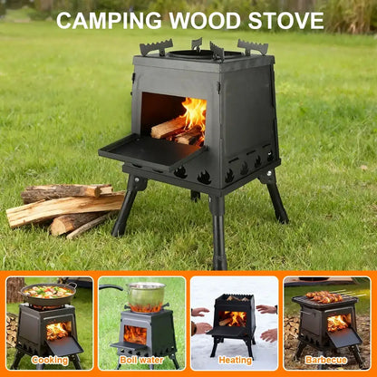 Foldable Wood Burner Stove Portable Firewood Outdoor Camping Wood-Burning Stove For Hiking Traveling 