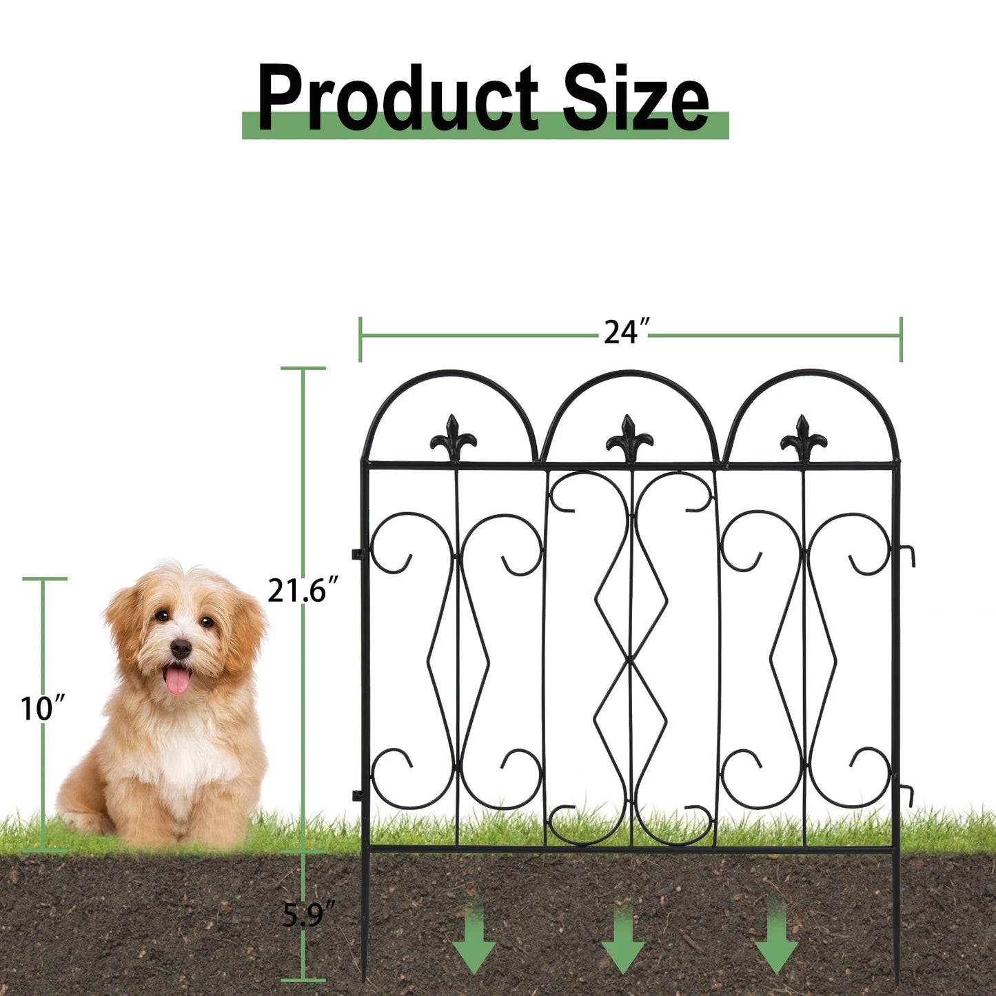 5 Pieces Outdoor Rustproof Metal Garden Border Fence Landscape Wire Fencing