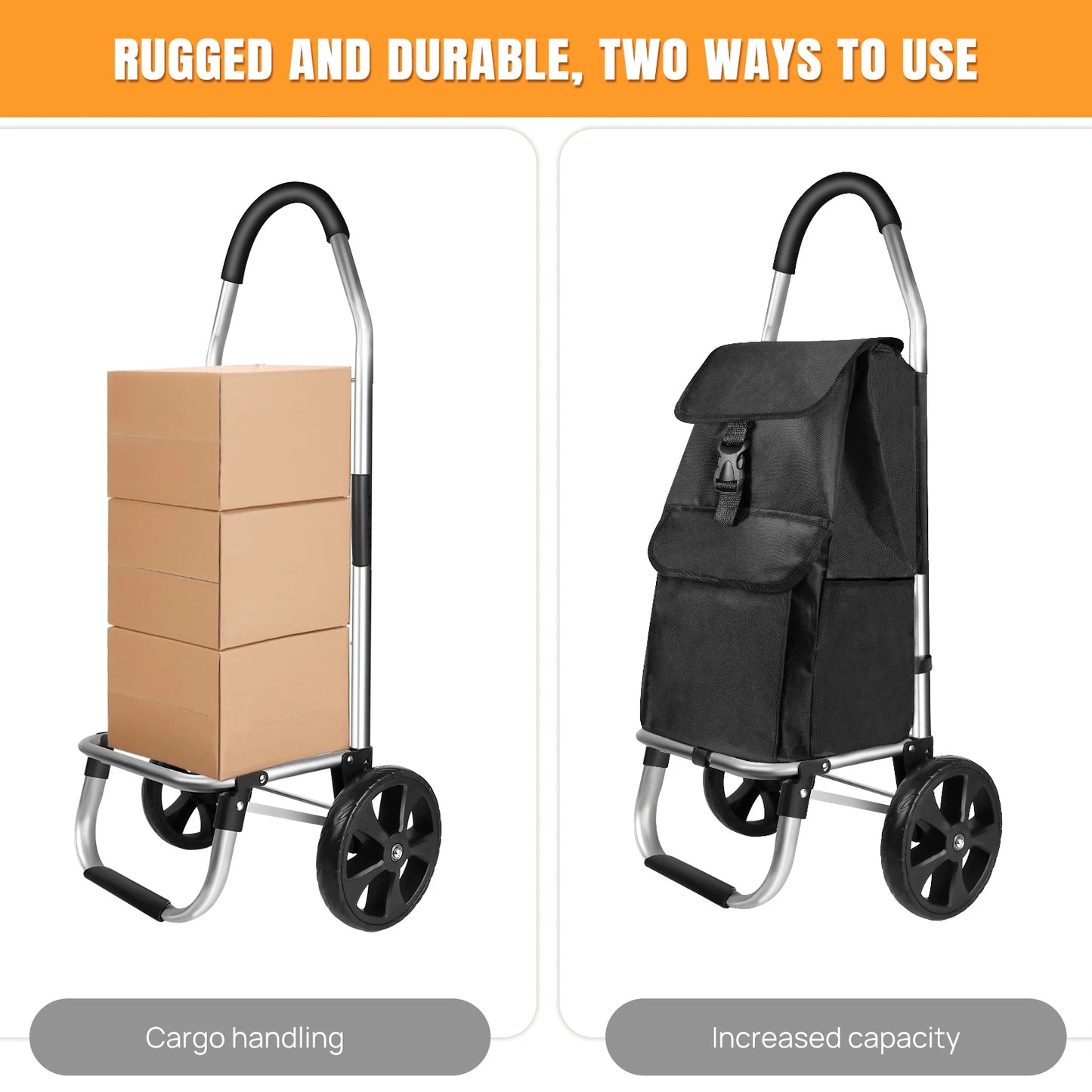 Dayplus Folding Shopping Trolley, Shopping Cart W/ Detachable Shopping Bag, Mudguard Stair Climbing Wheels Grocery Trolley, 40L