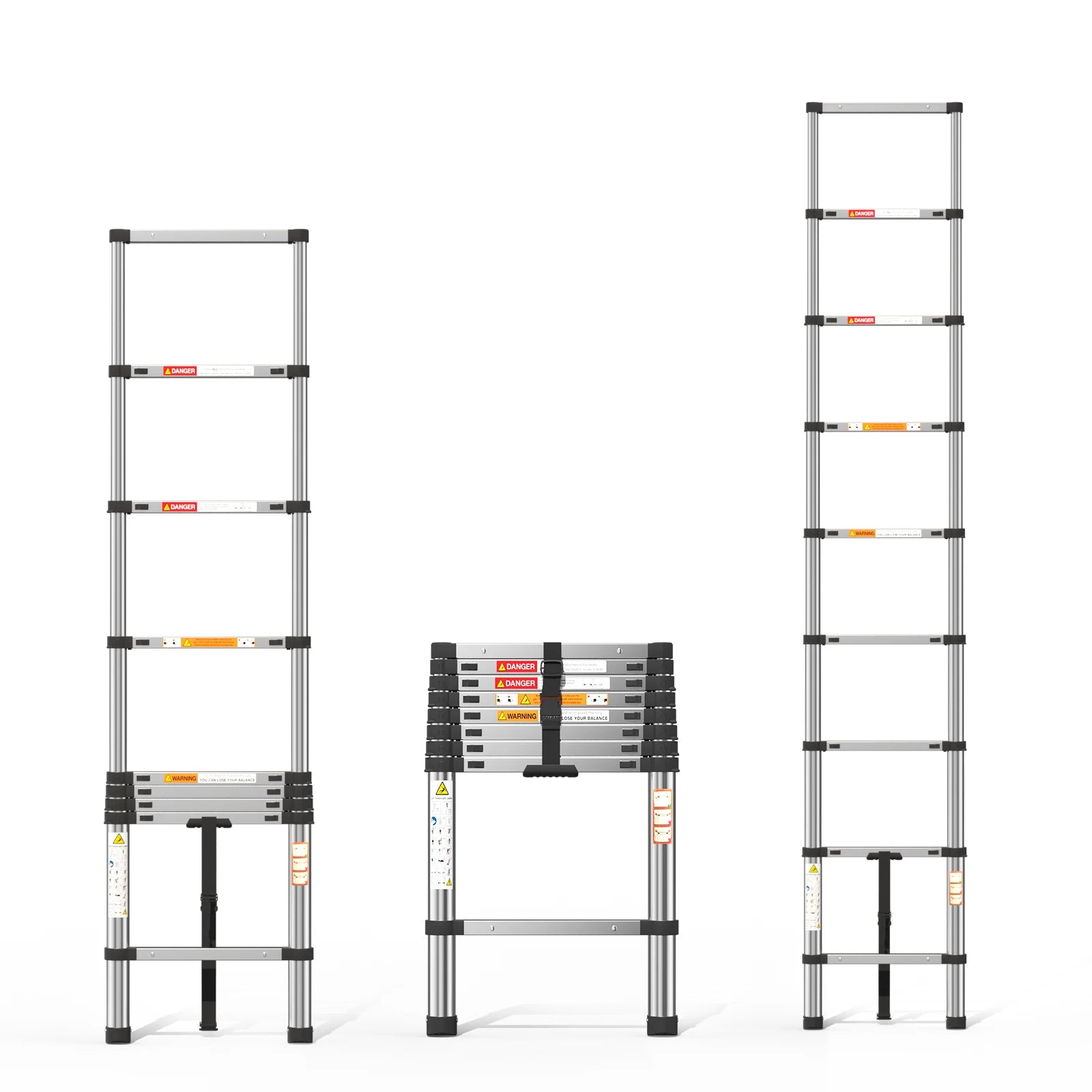 8.5FT/2.6M Multi-Purpose Folding Telescopic Ladder For Decorating Painting In/Outdoor Extendable Portable Loft, 330lb/150kg