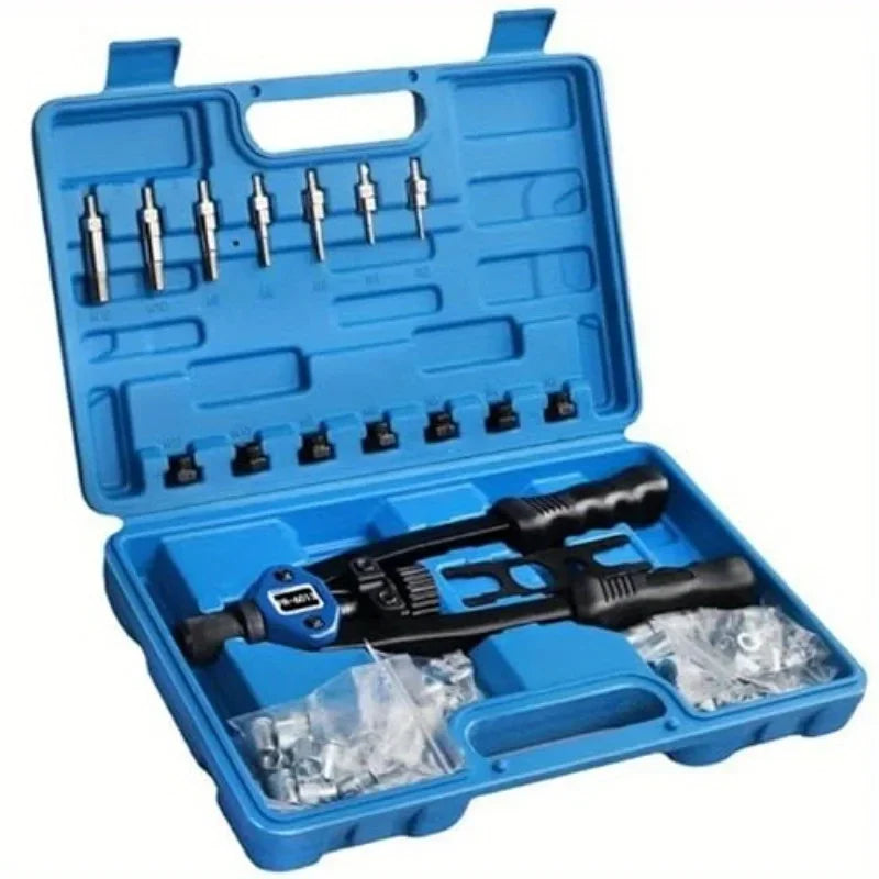13” Hand Rivet Nut Gun Hand Riveter Rivnut Tool Kit with 7 Pcs Metric Mandrels and 110Pcs Rivet Nuts from M3 to M12