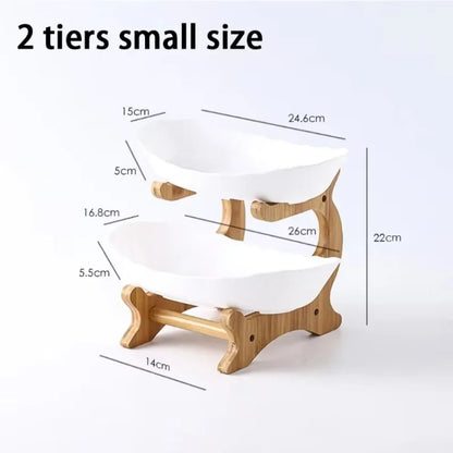 Fruit Storages Plate Wooden Multi-Layer Dining Plate for Household Tabletop Snacks Candies Cake Storage Rack Large Capacity Food