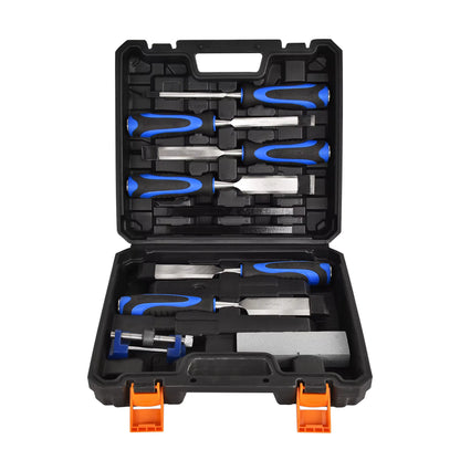 10-Piece Wood Chisel Set – Chrome Vanadium Steel, Bevel Edge, Honing Guide, Sharpening Stone & Storage Case