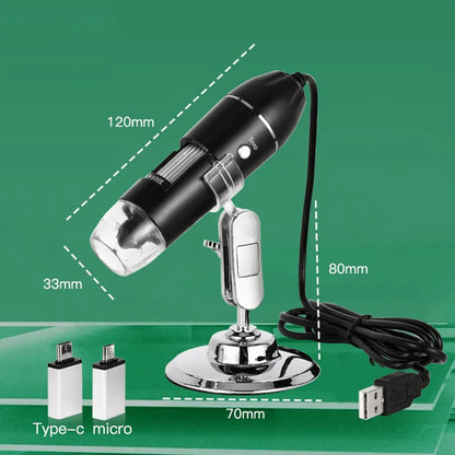 Digital Microscope Camera with Stand Portable Electronic Microscope 500X 1000X 1600X for Mobile Phone PC