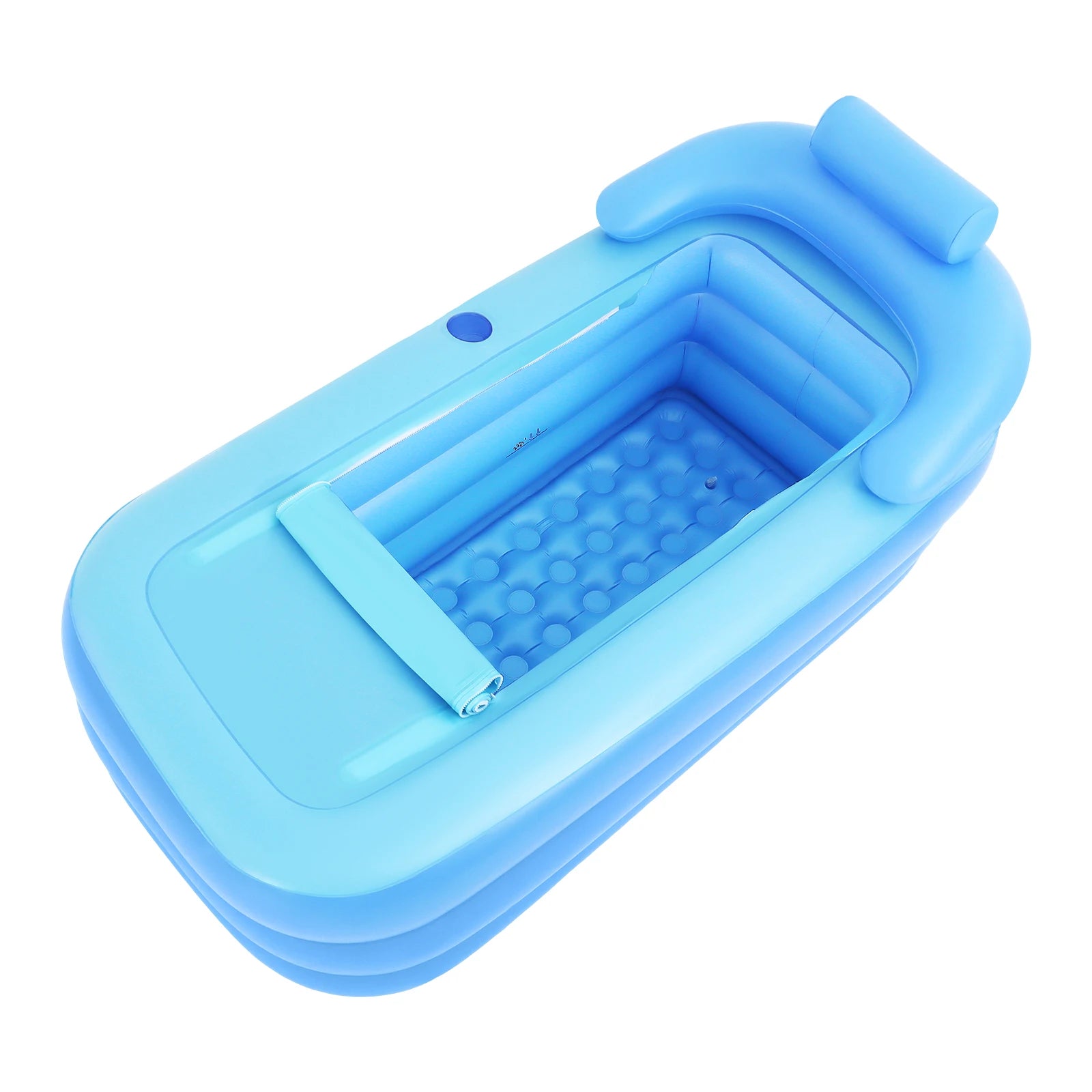 Portable Inflatable Bathtub Foldable Soaking Tub with Ergonomic Backrest Zipper Lid Thickened PVC for Home Apartment Backyard