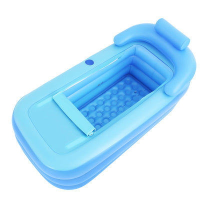 Portable Inflatable Bathtub Foldable Soaking Tub with Ergonomic Backrest Zipper Lid Thickened PVC for Home Apartment Backyard