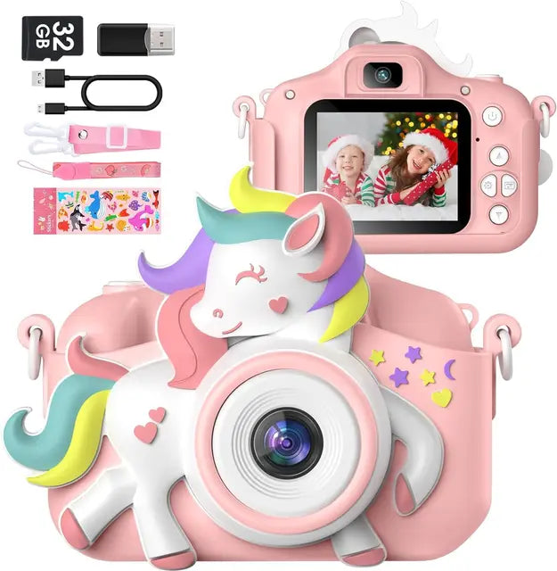 Kids Camera, Gofunly Kids Camera for Girls, 1080P HD 2.0 Inch Screen Kids Digital Camera with 32GB SD Card, Birthday Christmas Kids Toys Gifts Selfie