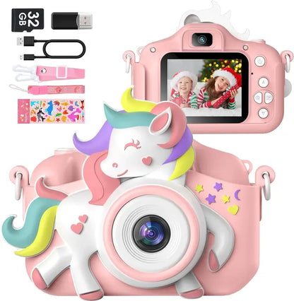 Kids Camera, Gofunly Kids Camera for Girls, 1080P HD 2.0 Inch Screen Kids Digital Camera with 32GB SD Card, Birthday Christmas Kids Toys Gifts Selfie