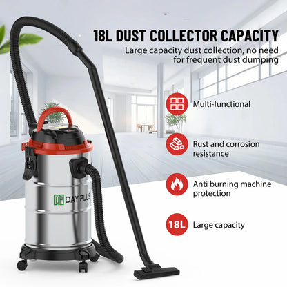 1200W Heavy Duty Wet Dry Vacuum, 20L Industrial Strength For Garage, Car, Workshop, Commercial Use, Blower & Suction Modes