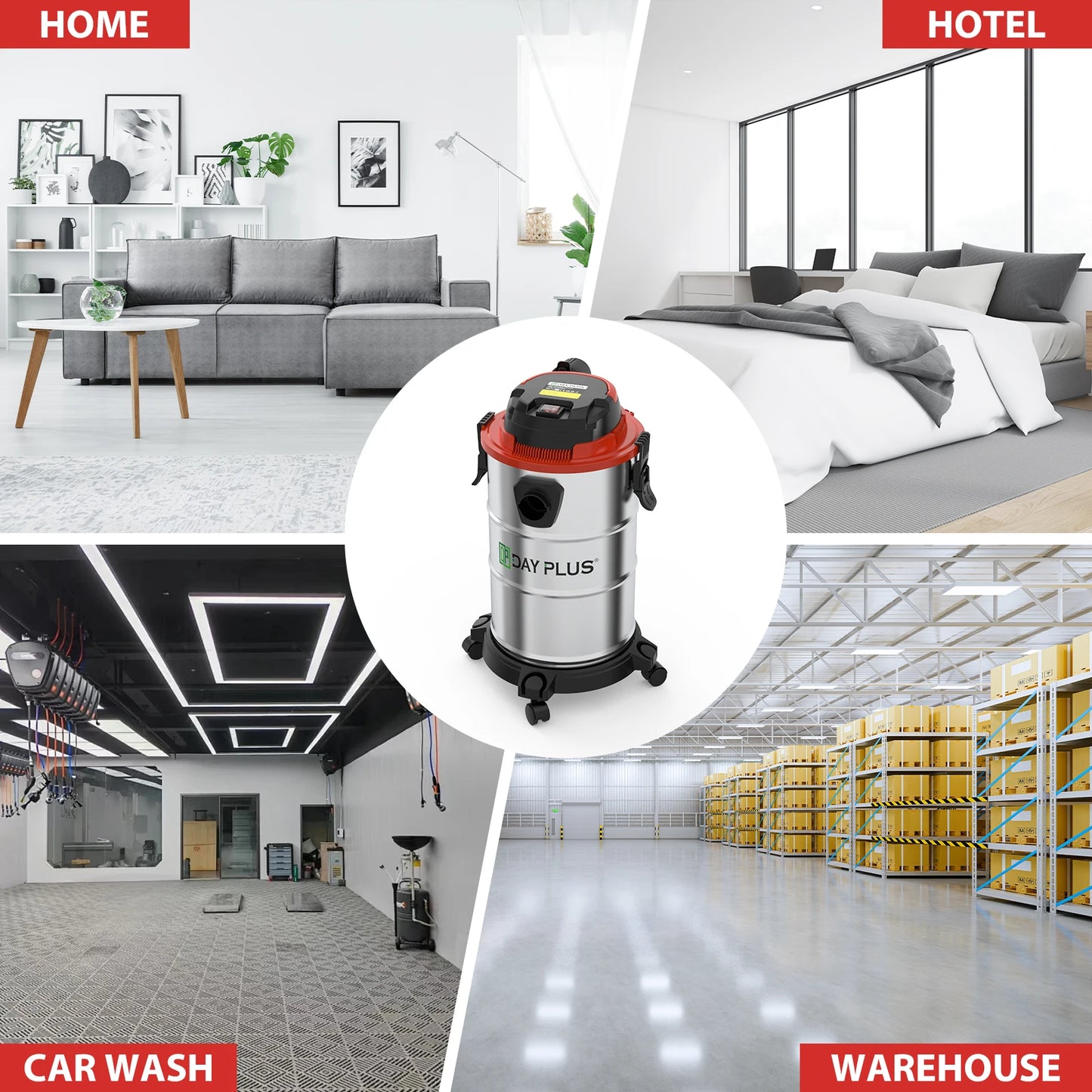 1200W Heavy Duty Wet Dry Vacuum, 20L Industrial Strength For Garage, Car, Workshop, Commercial Use, Blower & Suction Modes