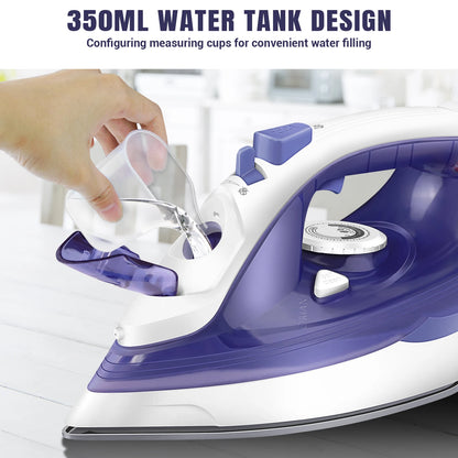 Dayplus Electric Iron Portable Steam Iron, 2400W Powerful Steam Function, Non-Stick Stainless Steel Soleplate,350Ml Water Tank