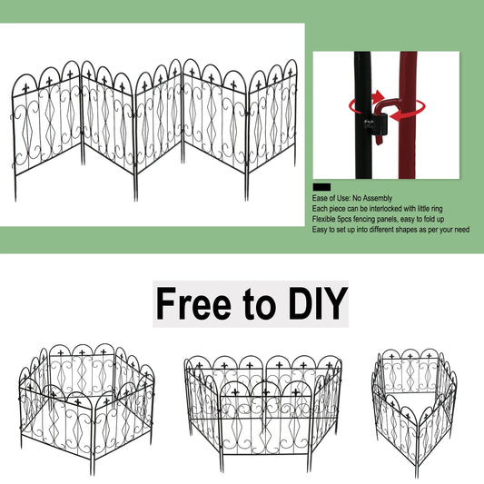 5 Pieces Outdoor Rustproof Metal Garden Border Fence Landscape Wire Fencing